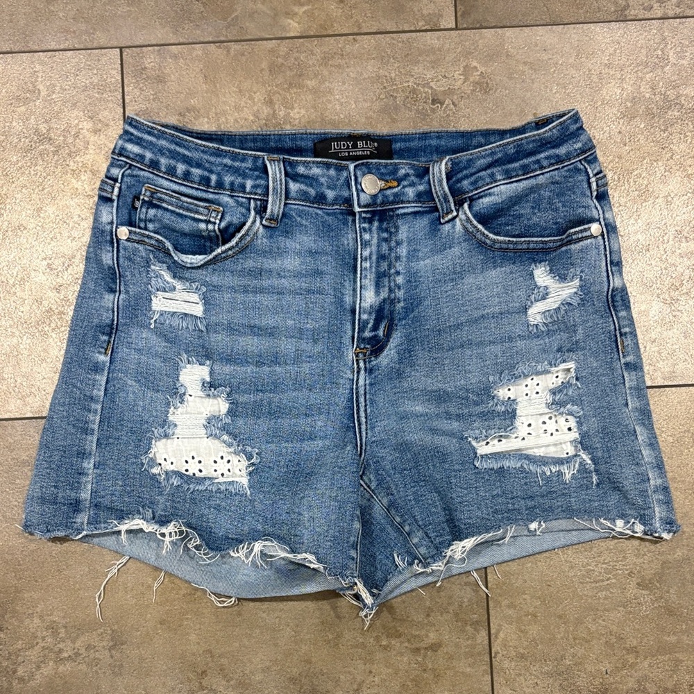 Judy Blue Women's Ripped Jean Shorts - Blue